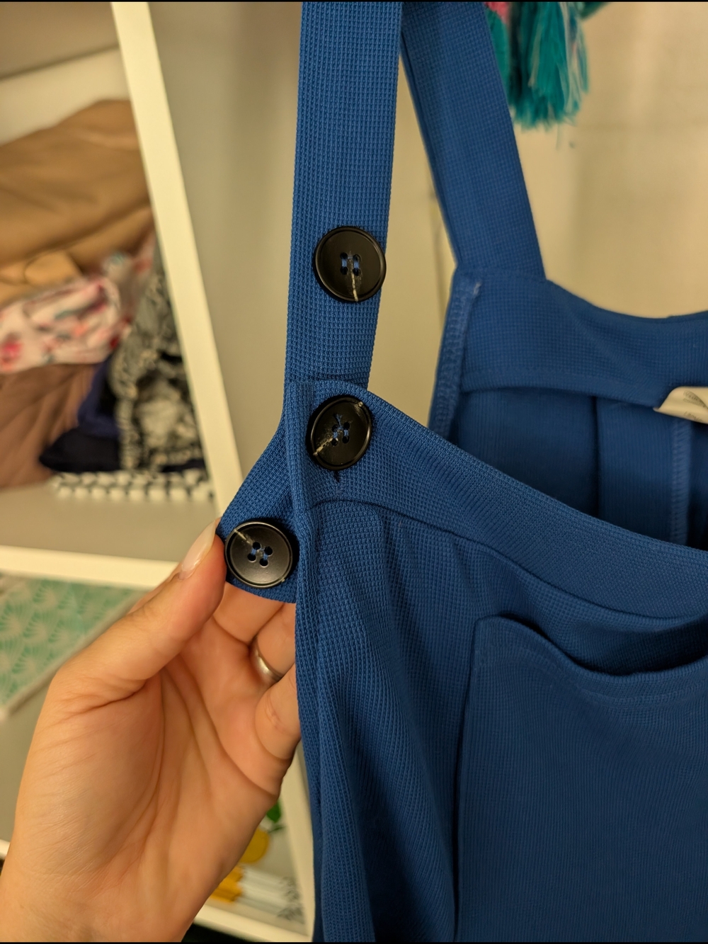 HALARA Royal Blue Wide-Leg Button-Strap Jumpsuit Overalls Maternity Size L - Picture 5 of 8